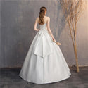 Sexy Strapless Simple Satin Wedding Dress A-line Lace Up Princess Wedding Gown - EdleessFashion