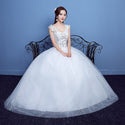 V-neck Beading Backless Sexy Wedding Dress Tulle Crystal Ball Gown - EdleessFashion