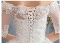 Illusion Lace Wedding Dresses Half Sleeve Off The Shoulder Beaded Appliques | EdleessFashion