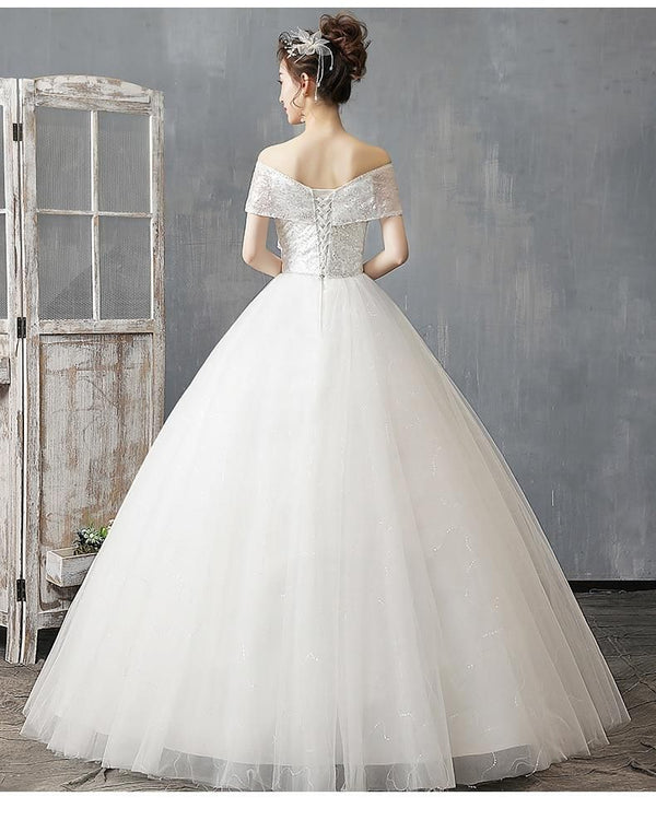 Off The Shoulder Wedding Dress Floor Length | EdleessFashion