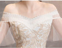 Elegant White Wedding Dresses Lace Up Appliques Off The Shoulder Ball Gown | EdleessFashion