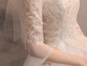 Wedding Dress High Neck Ball Gown Lace Appliques 3/4 Sleeve - EdleessFashion