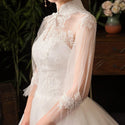 Elegant Wedding Dresses Lace Up Ball Gown High Neckline | EdleessFashion