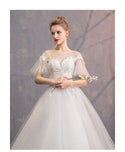 Elegant Lace Wedding Dresses O-Neck Short Sleeve Ball Gown | EdleessFashion