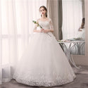 Sexy O Neck Half Sleeve Fashion Slim Lace Embroidery Wedding Gown - EdleessFashion