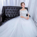 Gorgeous Long Train Wedding Dresses Lace Beaded Ball Gown | EdleessFashion