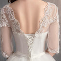 Lace Embroidery Half Sleeve Wedding Dresses Long Train with V Neck | EdleessFashion