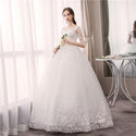 Sexy O Neck Half Sleeve Fashion Slim Lace Embroidery Wedding Gown - EdleessFashion