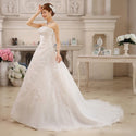 White Wedding Strapless Ruched Beaded Embroidery Elegant Bride Dresses - EdleessFashion