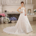 White Wedding Strapless Ruched Beaded Embroidery Elegant Bride Dresses - EdleessFashion