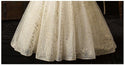 New Gold Luxury Long Train High Neck Full Sleeve Wedding Dress Lace Applique | EdleessFashion