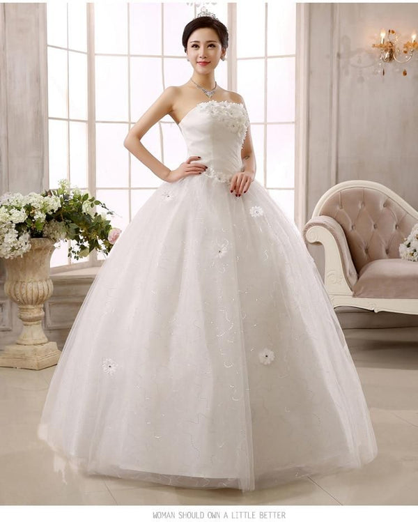 Sexy Off White Strapless Wedding Dress Ball Gown | EdleessFashion