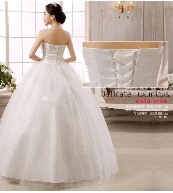 Sexy Off White Strapless Wedding Dress Ball Gown | EdleessFashion