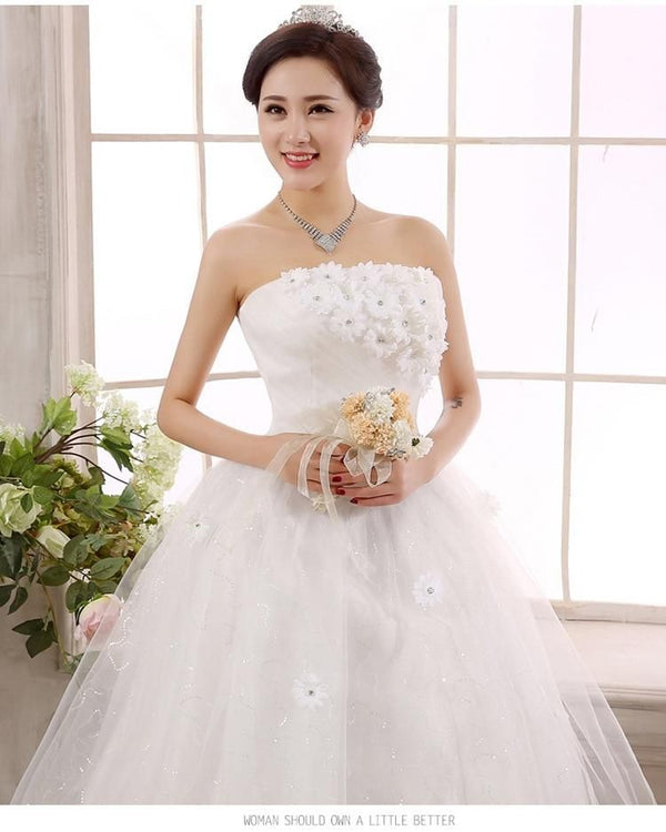 Sexy Off White Strapless Wedding Dress Ball Gown | EdleessFashion