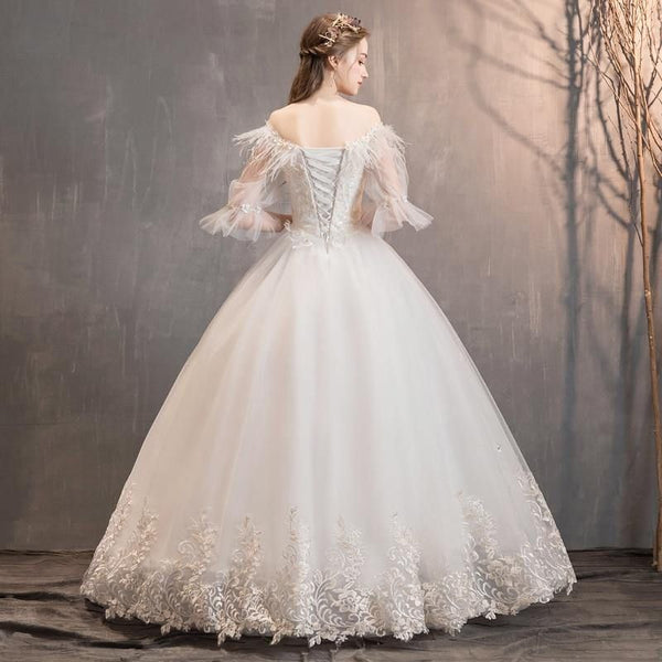 Elegant Lace Wedding Dresses Ball Gown Tassel | EdleessFashion