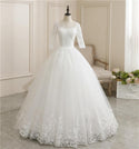 Luxurious O Neck Half Sleeve Fashion Slim Lace Embroidery Lace Up Wedding Gown | EdleessFashion