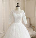 Luxurious O Neck Half Sleeve Fashion Slim Lace Embroidery Lace Up Wedding Gown | EdleessFashion