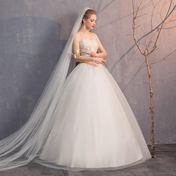 Sexy Strapless Lace Flower Lace Up Princess Ball Gown Regular / Plus Size | EdleessFashion