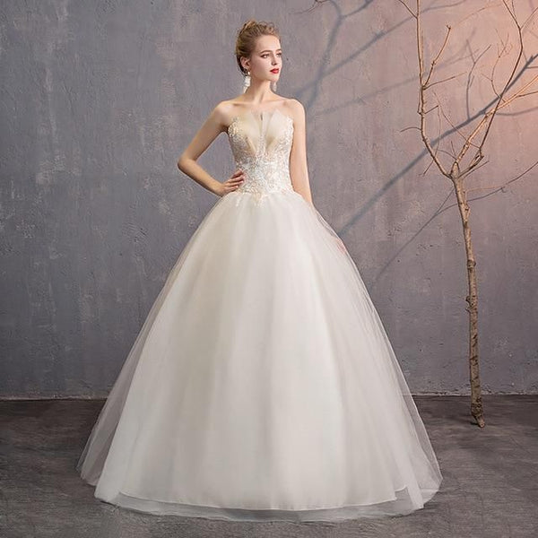 Sexy Strapless Lace Flower Lace Up Princess Ball Gown Regular / Plus Size | EdleessFashion