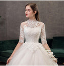 High Neck Half Sleeve Wedding Dress Sexy Bridal Gown | EdleessFashion