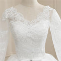 Embroidery Half Sleeve Lace  Long Train Wedding Gown | EdleessFashion