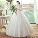 Luxurious O Neck Three Quarter Sleeve Wedding Dress For Women | EdleessFashion