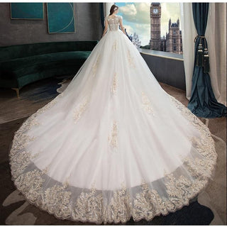 New Luxury Wedding Dress With  Sweep Train | EdleessFashion