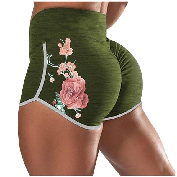 Women Booty Leggings Sport Women Fitness Floral Boyshorts - EdleessFashion