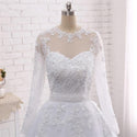 Pearls Beads 2 in 1 Wedding Dress Lace Appliques Detachable Train | EdleessFashion