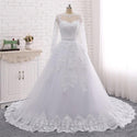 Pearls Beads 2 in 1 Wedding Dress Lace Appliques Detachable Train | EdleessFashion