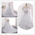 Pearls Beads 2 in 1 Wedding Dress Lace Appliques Detachable Train | EdleessFashion