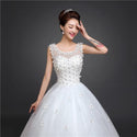 New Arrival O Neck Applique Long Train Wedding Dress Elegant Lace Up | EdleessFashion