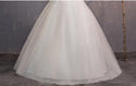 White Wedding Dresses Off The Shoulder Short Sleeve Lace Up Ball Gown | EdleessFashion