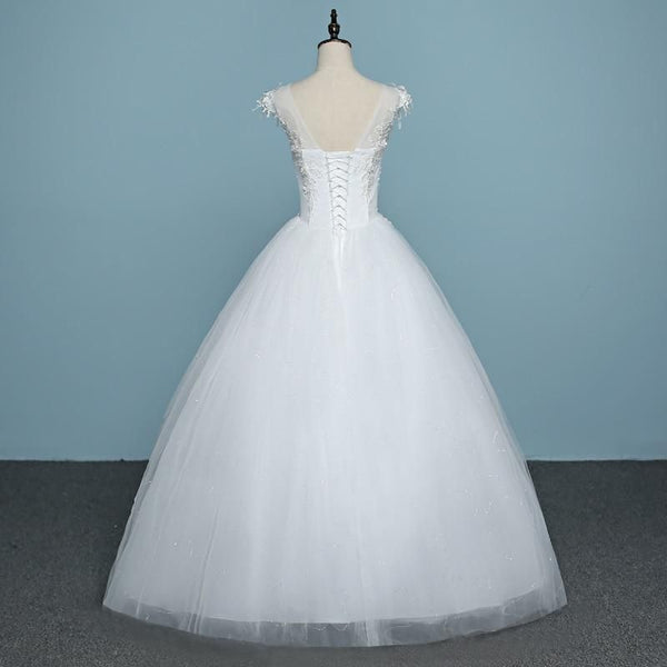 New Simple O Neck Wedding Dress | EdleessFashion