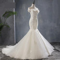 Sexy Mermaid Wedding Dress Lace Boat Neck with Sweep Train | EdleessFashion