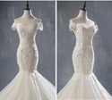 Sexy Mermaid Wedding Dress Lace Boat Neck with Sweep Train | EdleessFashion