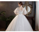 Sexy V Neck Simple Plus Size Wedding Dress Lace Flower Dress - EdleessFashion