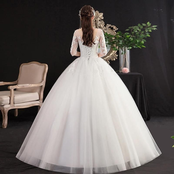 Sexy Classic Lace O Neck Half Sleeve New Wedding Dress | EdleessFashion