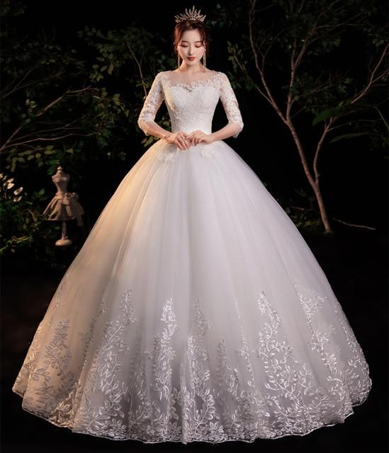 Sexy Wedding Dress Simple O Neck Half Sleeve Beautiful Lace Wedding Gown - EdleessFashion