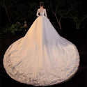 Sexy Wedding Dress Simple O Neck Half Sleeve Beautiful Lace Wedding Gown - EdleessFashion