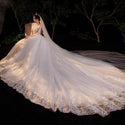 Sexy Wedding Dress Simple O Neck Half Sleeve Beautiful Lace Wedding Gown - EdleessFashion