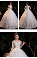 Sexy Wedding Dress Simple O Neck Half Sleeve Beautiful Lace Wedding Gown - EdleessFashion