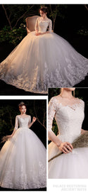 Sexy Wedding Dress Simple O Neck Half Sleeve Beautiful Lace Wedding Gown - EdleessFashion