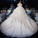 Sexy Big Sweep Train Luxury Applique Wedding Dress Ball Gown | EdleessFashion