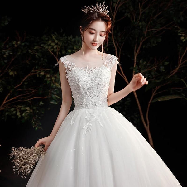 Sexy New Illusion Bride Dress Sweetheart Princess Simple Wedding Dresses | EdleessFashion