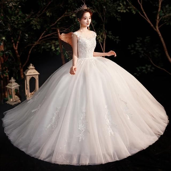 Sexy New Illusion Bride Dress Sweetheart Princess Simple Wedding Dresses - EdleessFashion