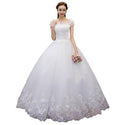 Sexy Beading Wedding Dress Applique Illusion Bridal Dress Ball Gown | EdleessFashion