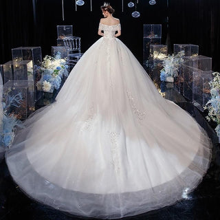 Sexy Wedding Dress Sweep Train Lace Up Ball Gown - EdleessFashion