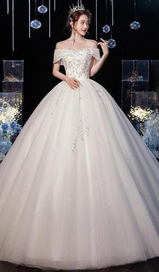 Sexy Wedding Dress Sweep Train Lace Up Ball Gown - EdleessFashion