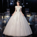 Sexy Tulle V-neck Lace Up Ball Gown Princess Wedding Dresses - EdleessFashion